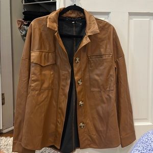 Brown leather jacket (shacket vibes)